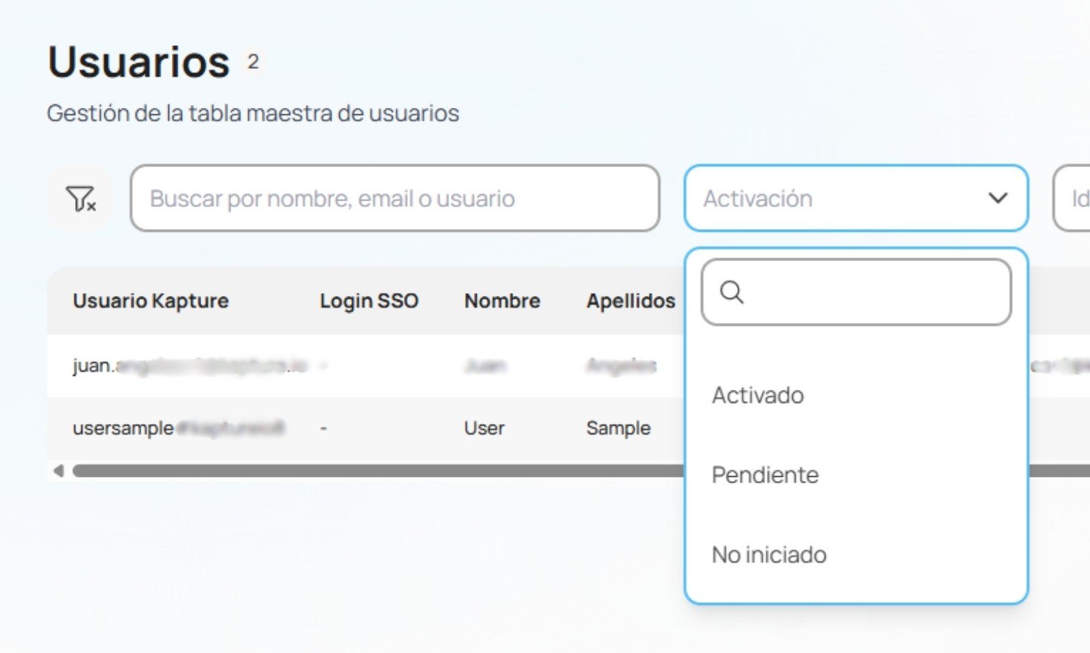 Activación de usuarios