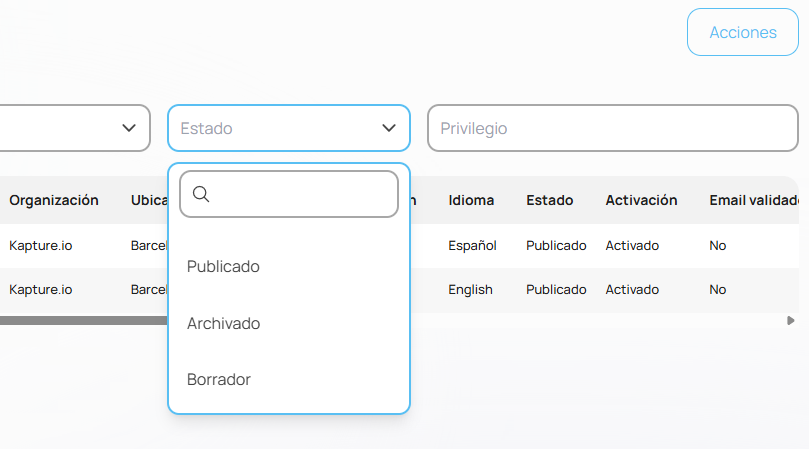Estado de usuarios