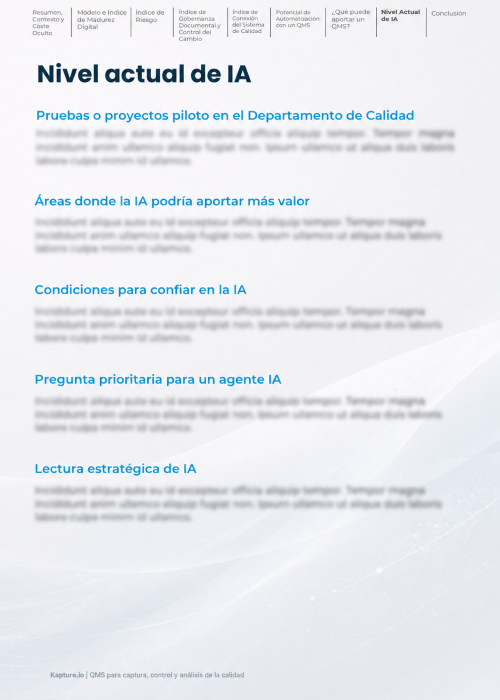 Nivel actual de inteligencia artificial en la gestión de calidad