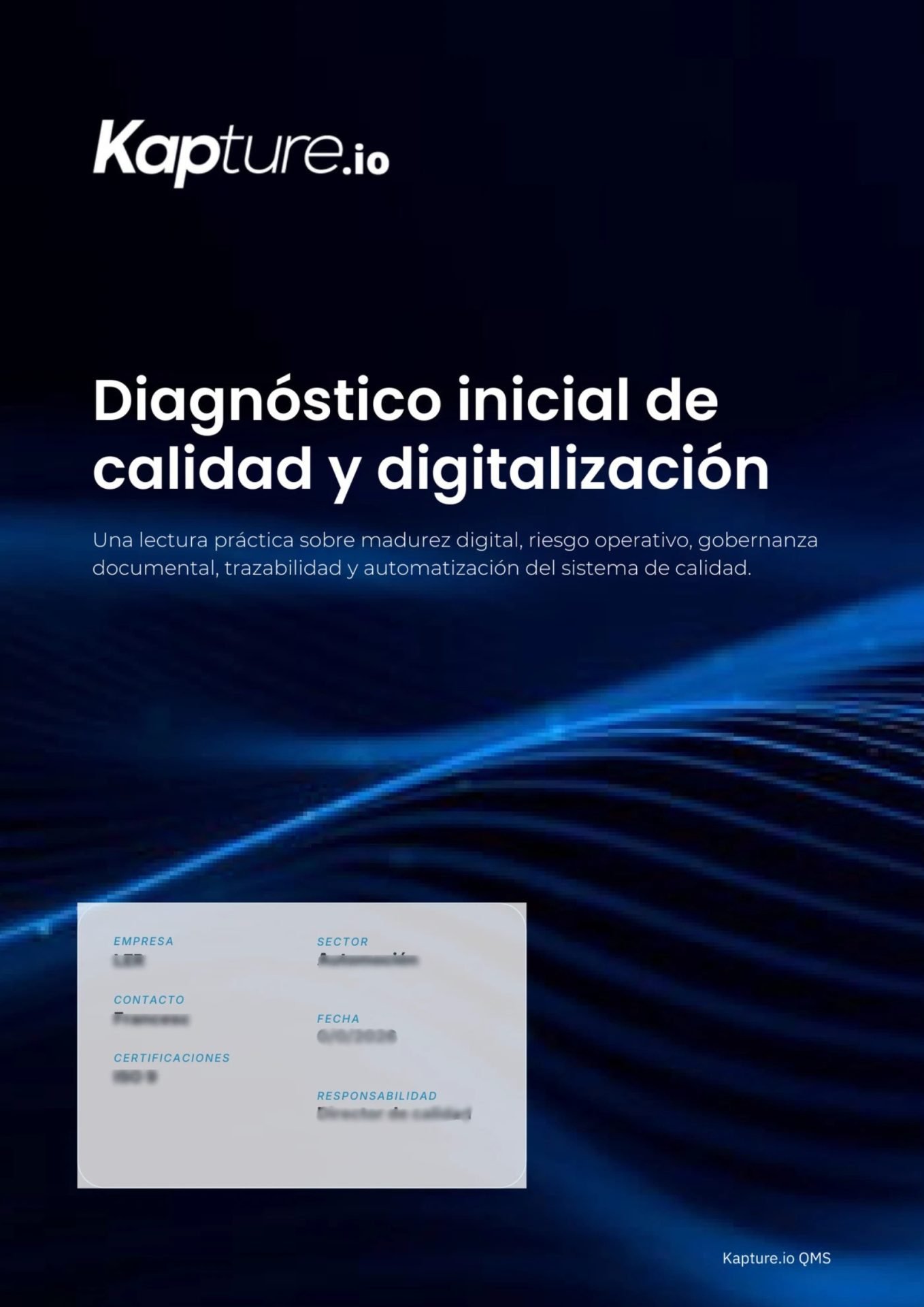 Portada del diagnóstico de calidad y digitalización de Kapture.io QMS
